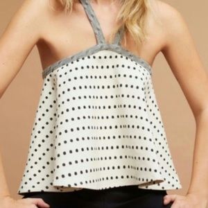 Anthropologie Halter Polka Dot Top